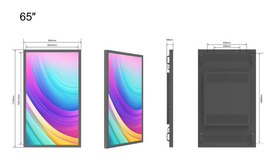 65 pulgadas 2500nits Alturas Brillanzas Pantalla LCD exterior para negocios resistente a la intemperie Serie IP65 libre de mantenimiento