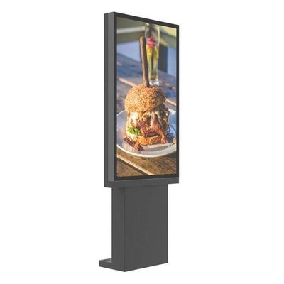 Pantalla de menú para autoservicio exterior resistente a la intemperie de alto brillo de 65 pulgadas con base de pedestal